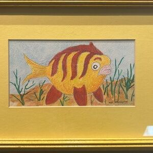 Neil Springstod Fish Hand Painted Original Watercolor Beach Tropical Framed
